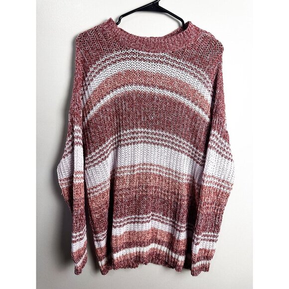 American Eagle Oversized Chunky Knit Striped Pullover Sweater Women Small - Picture 1 of 11